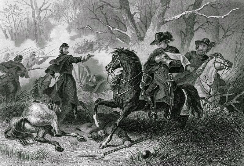 Battle Near Mill Springs, KY.<BR>Death of Gen. Zollicoffer. image. Click for full size.
