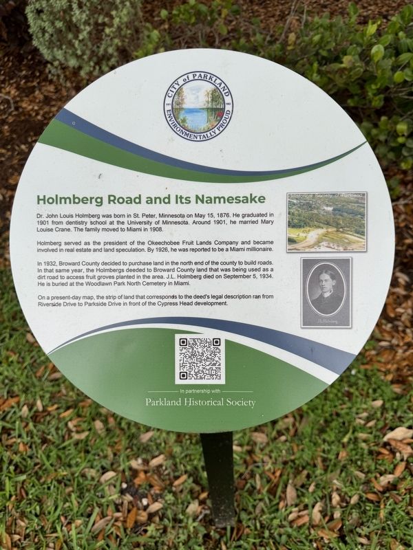 Holmberg Road and its Namesake Marker image. Click for full size.