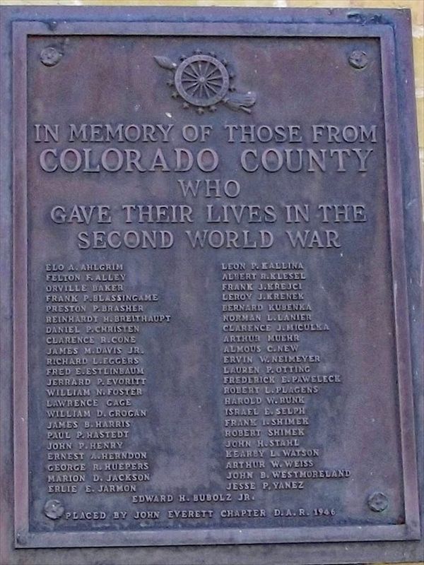 Colorado County War Memorial Marker image. Click for full size.