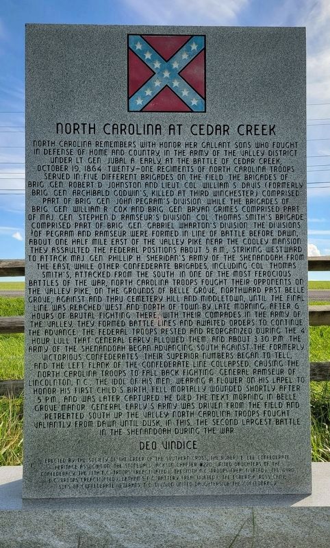 N.C. Troops at Cedar Creek Marker image. Click for full size.