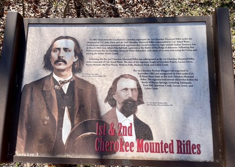 1st and 2nd Regiments of Cherokee Mounted Rifles Marker image. Click for full size.