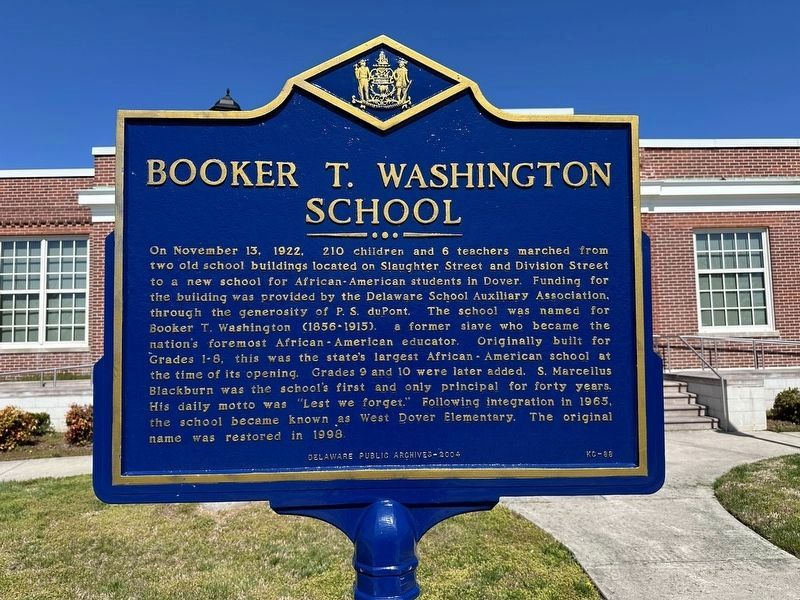 Booker T. Washington School Marker. Click for full size. Booker T. Washington School Marker image. Click for full size.