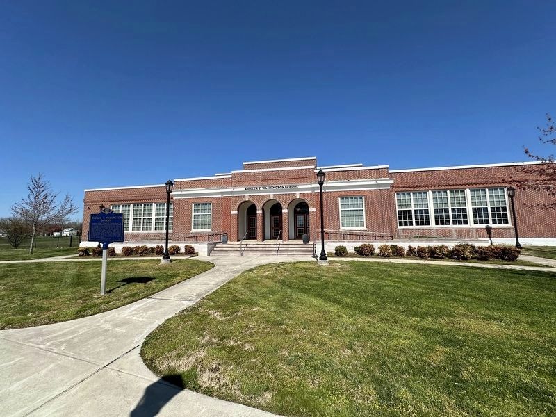 Booker T. Washington School Marker in front of school. Click for full size. Booker T. Washington School Marker in front of school image. Click for full size.