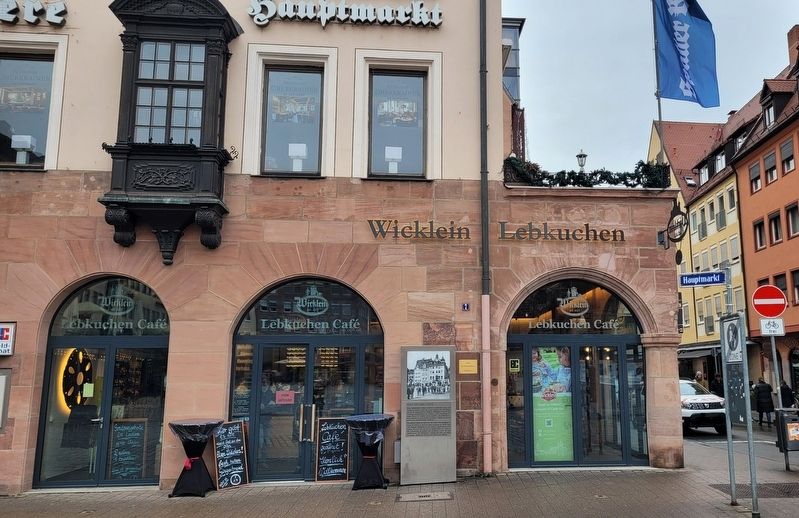The view of the Haus des Lebkuchens building and Marker along the street. Click for full size. The view of the Haus des Lebkuchens building and Marker along the street image. Click for full size.