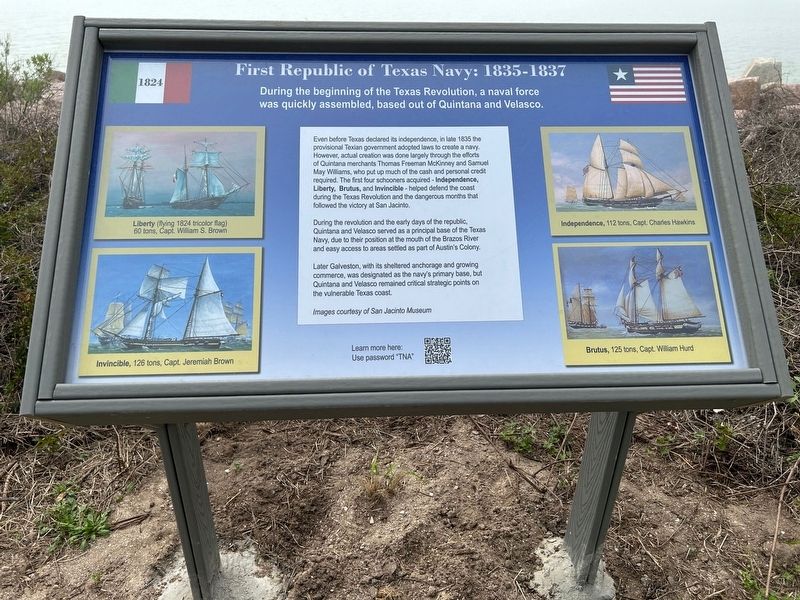 First Republic of Texas Navy: 1835-1837 Marker. Click for full size. First Republic of Texas Navy: 1835-1837 Marker image. Click for full size.