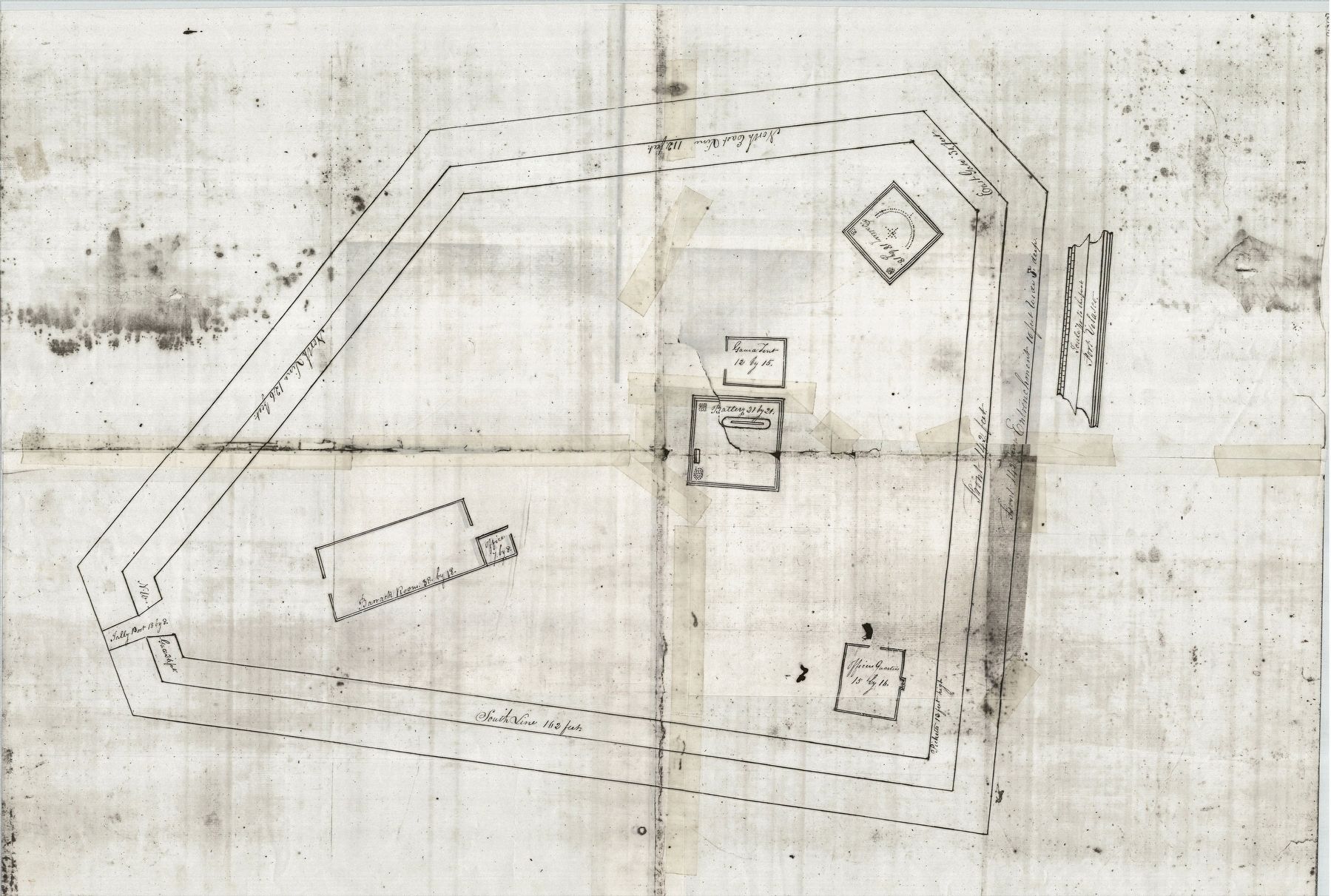 Diagram of 1836 Fort Velasco image. Click for full size.