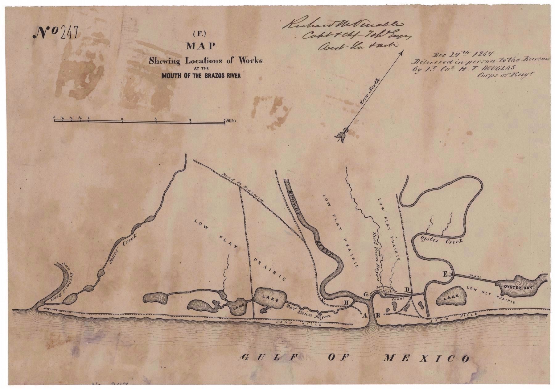 Map Showing Locations of Works at the Mouth of the Brazos River, Circa 1864. Click for full size. Map Showing Locations of Works at the Mouth of the Brazos River, Circa 1864 image. Click for full size.