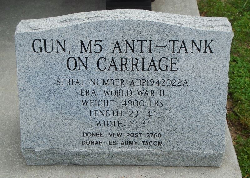 Pikeville Veterans Memorial Park M5 Anti-Tank Gun Marker image. Click for full size.
