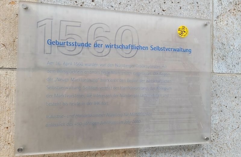 Geburtsstunde der wirtschaftlichen Selbstverwaltung / Birth of Economic Self-Government Marker. Click for full size. Geburtsstunde der wirtschaftlichen Selbstverwaltung / Birth of Economic Self-Government Marker image. Click for full size.
