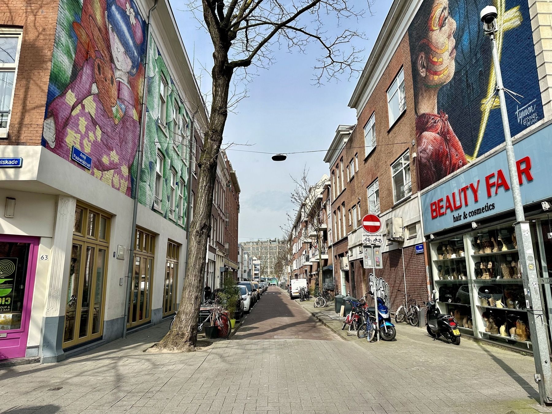 Anna Paulownastraat (Anna Pavlovna) Marker - wide view, looking north on Anna Paulownastraat. Click for full size. Anna Paulownastraat (Anna Pavlovna) Marker - wide view, looking north on Anna Paulownastraat image. Click for full size.