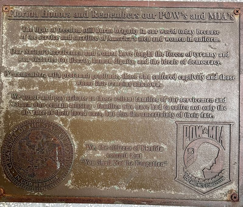 Florida Honors and Remembers our POW�s and MIA�s Marker image. Click for full size.
