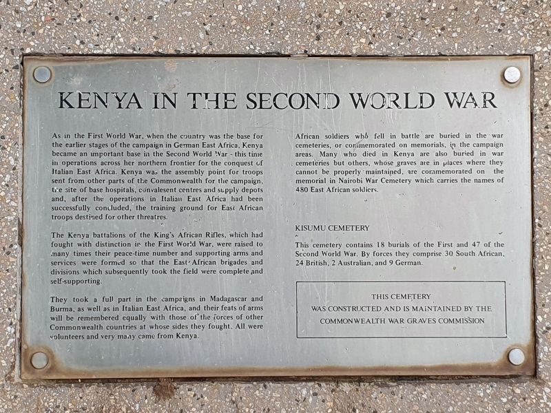 Kenya in the Second World War Marker image. Click for full size.
