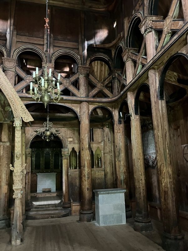 Hopperstad stavkyrkje interior. Click for full size. Hopperstad stavkyrkje interior image. Click for full size.
