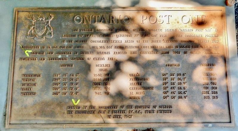 Ontario Post One Marker image. Click for full size.