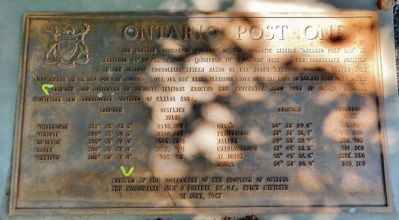 Ontario Post One Marker image. Click for full size.