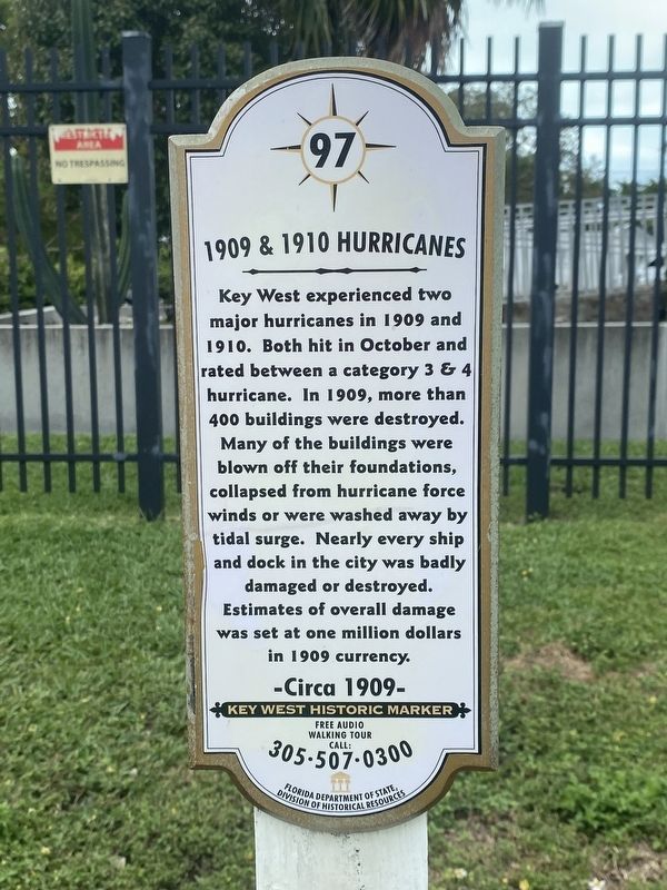 1909 &1910 Hurricanes Marker image. Click for full size.