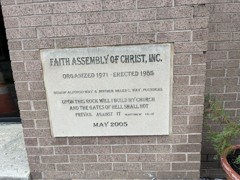 Faith Assembly of Christ, Inc. Marker. Click for full size. Faith Assembly of Christ, Inc. Marker image. Click for full size.