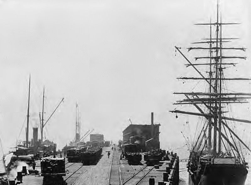 Ships Docked at Long Wharf - 1898 image. Click for full size.