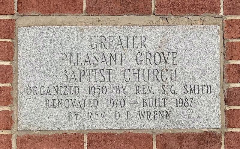 Greater Pleasant Grove Baptist Church Marker image. Click for full size.