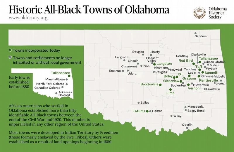 Historic All-Black Towns of Oklahoma Map image. Click for full size.