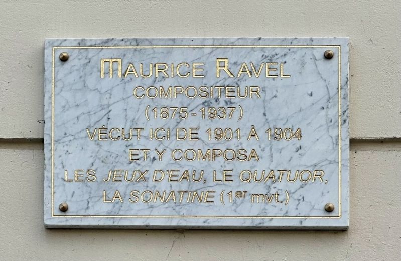 Maurice Ravel Marker. Click for full size. Maurice Ravel Marker image. Click for full size.