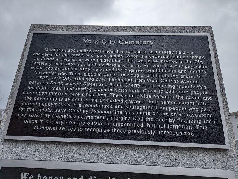 Top York City Cemetery Plaque. Click for full size. Top York City Cemetery Plaque image. Click for full size.