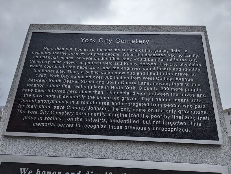 Top York City Cemetery Plaque image. Click for full size.