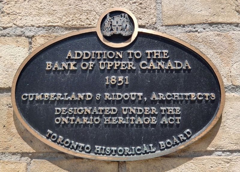 Addition to the Bank of Upper Canada Marker image. Click for full size.