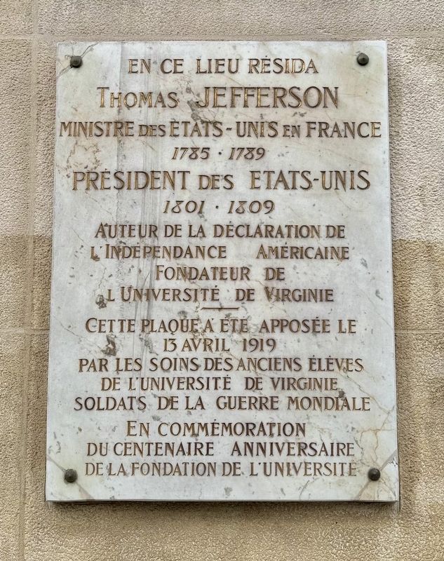Thomas Jefferson Marker. Click for full size. Thomas Jefferson Marker image. Click for full size.