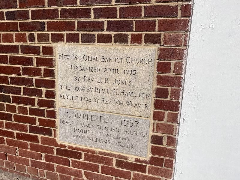 New Mt. Olive Baptist Church Marker. Click for full size. New Mt. Olive Baptist Church Marker image. Click for full size.