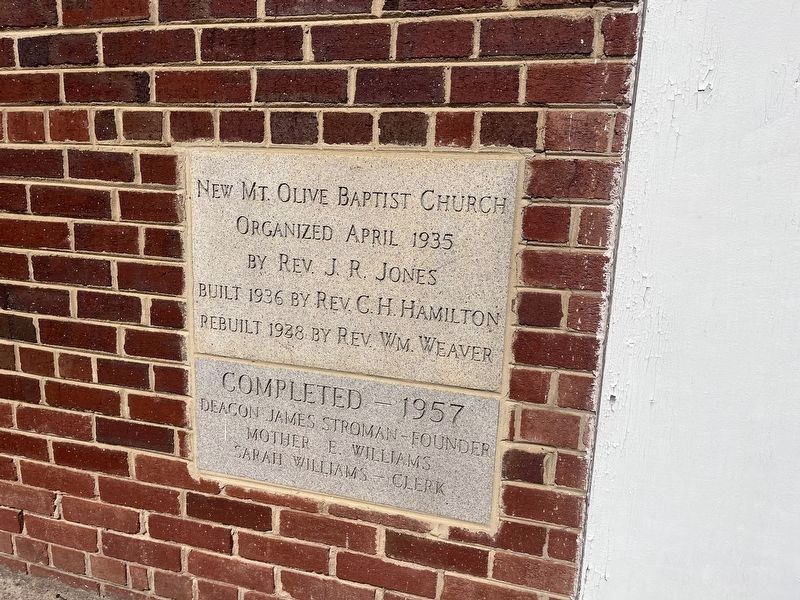 New Mt. Olive Baptist Church Marker image. Click for full size.