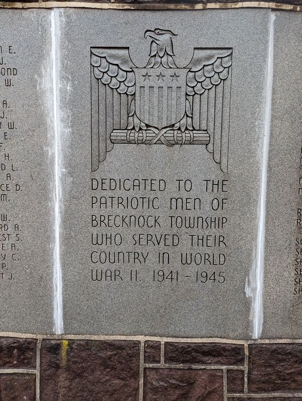Dedicated to the Patriotic Men of Brecknock Township Marker Center Plaque image. Click for full size.