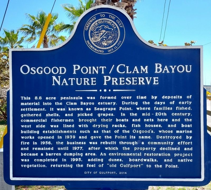 Osgood Point / Clam Bayou Nature Preserve Marker image. Click for full size.