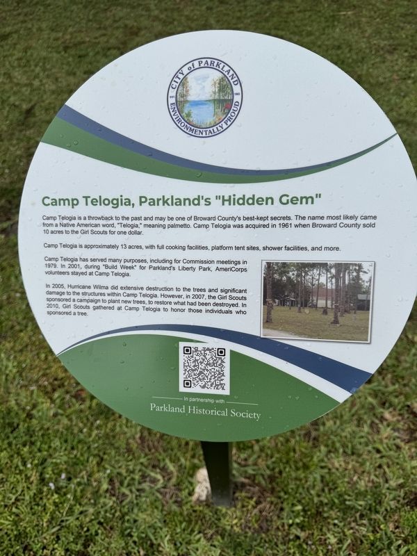 Camp Telogia, Parklands Hidden Gem Marker image. Click for full size.