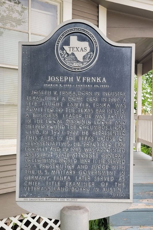 Joseph V. Frnka Marker. Click for full size. Joseph V. Frnka Marker image. Click for full size.
