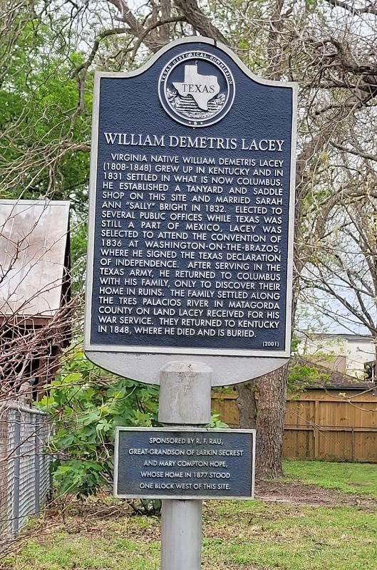 William Demetris Lacey Marker. Click for full size. William Demetris Lacey Marker image. Click for full size.