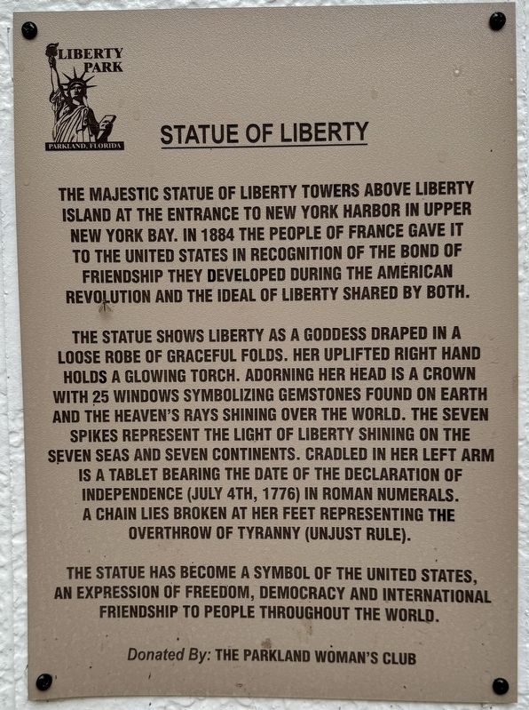 Statue of Liberty Marker. Click for full size. Statue of Liberty Marker image. Click for full size.