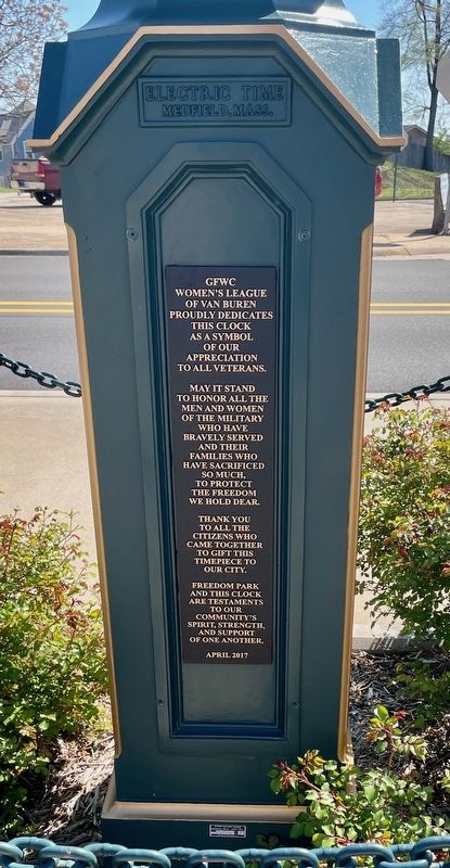 GFWC Women's League Veterans Memorial Clock. Click for full size. GFWC Women's League Veterans Memorial Clock image. Click for full size.