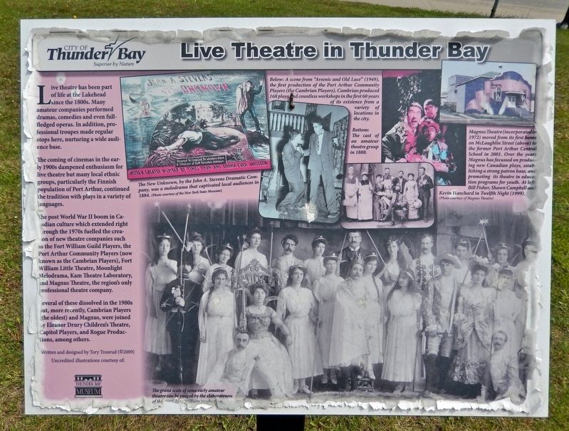 Live Theatre in Thunder Bay Marker. Click for full size. Live Theatre in Thunder Bay Marker image. Click for full size.