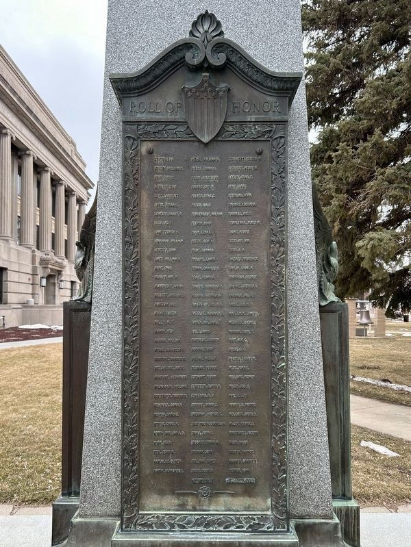 Dedicated to Freeman Thayer Post Number 59 Monument, east side image. Click for full size.