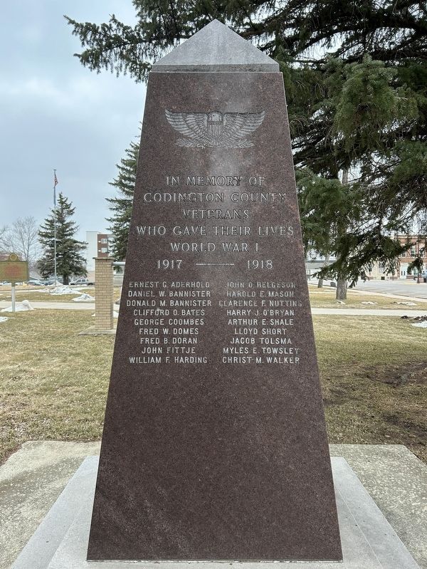 Codington County Veterans Memorial, east side image. Click for full size.