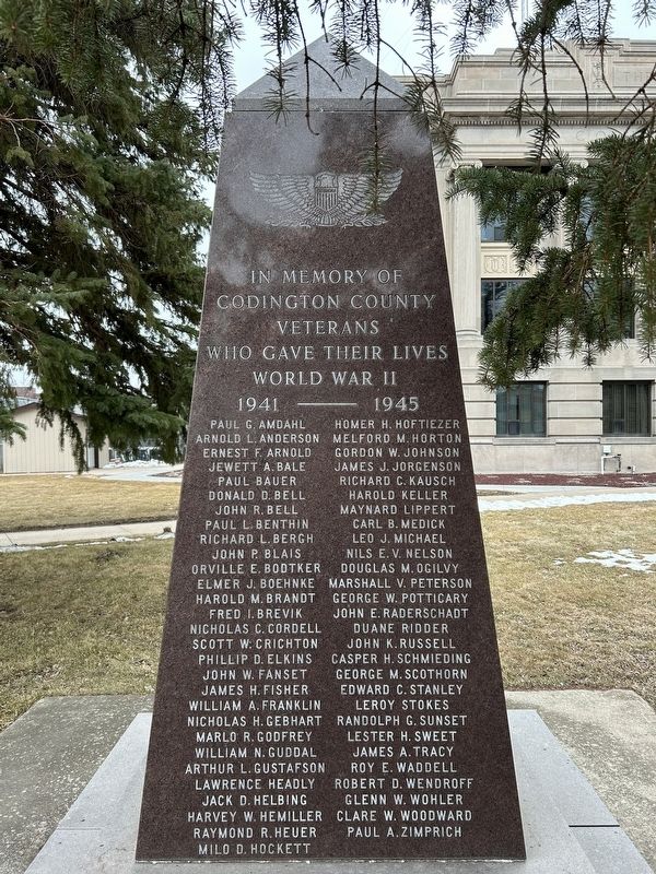 Codington County Veterans Memorial, north side image. Click for full size.