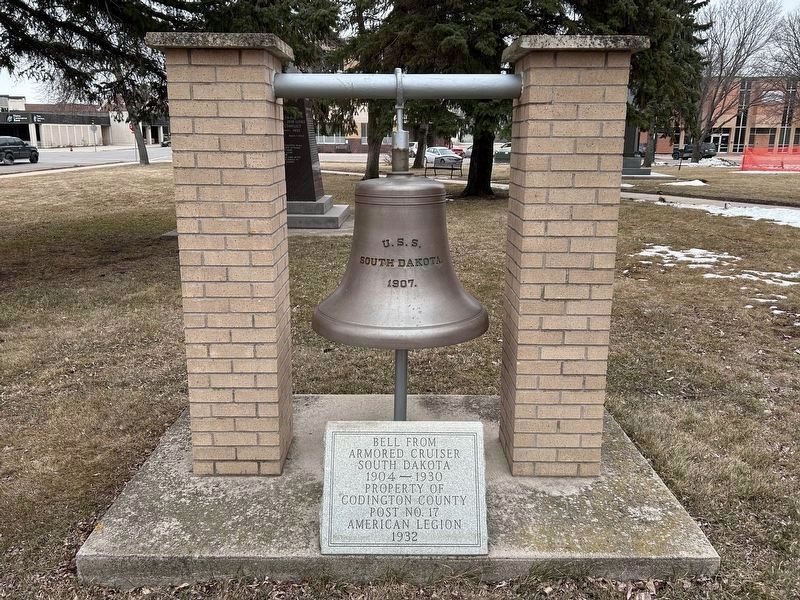Bell from U.S.S. <i>South Dakota</i>, nearby image. Click for full size.