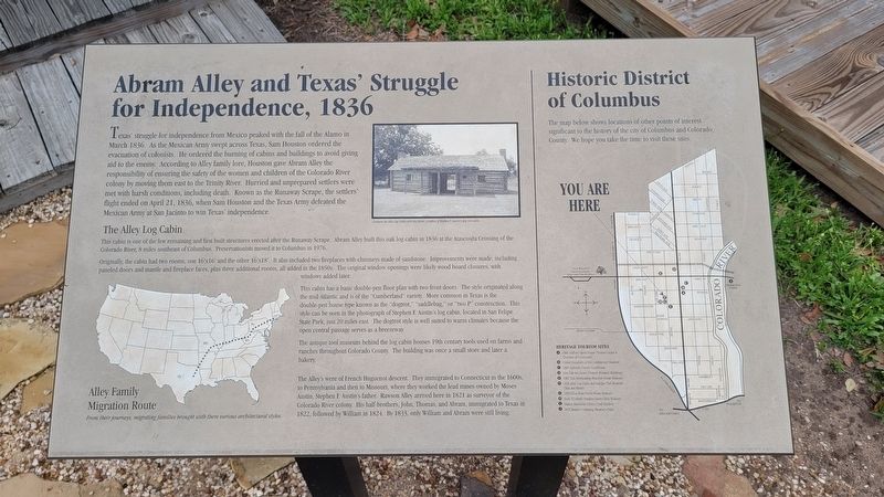 Abram Alley and Texas' Struggle for Independence Marker image. Click for full size.