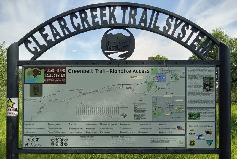 Greenbelt TrailKlondike Access sign, with historical section in upper right image. Click for full size.
