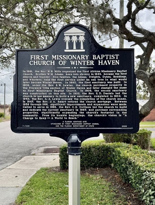 First Missionary Baptist Church of Winter Haven Marker image. Click for full size.