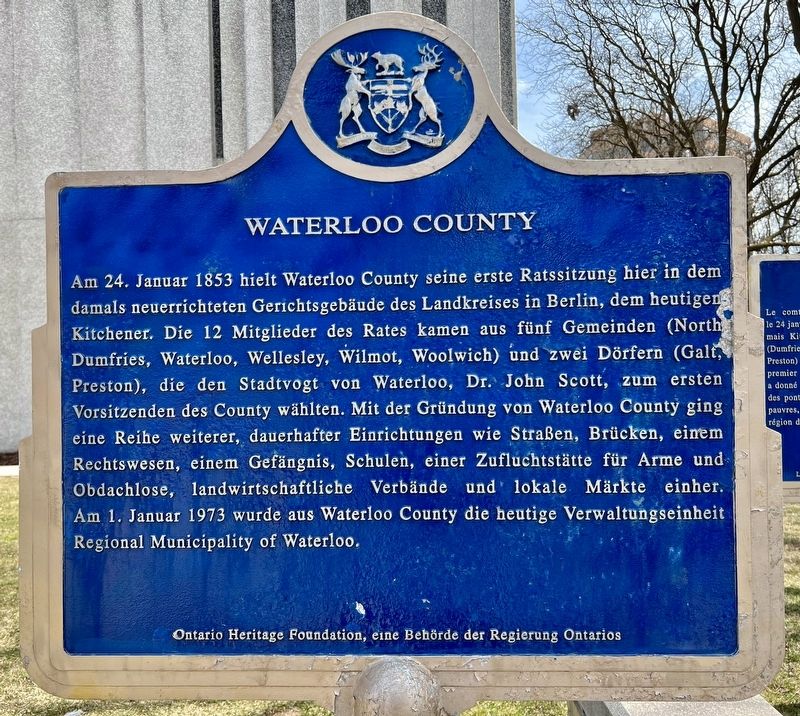 Waterloo County Marker (German) image. Click for full size.