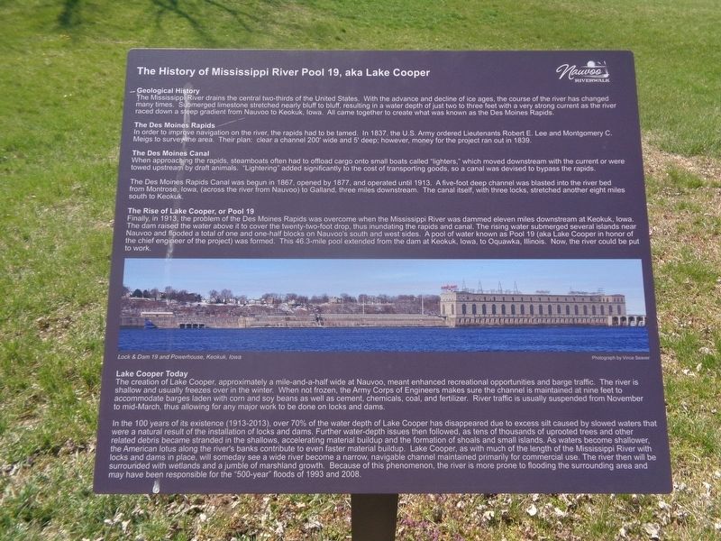The History of Mississippi River Pool 19, aka Lake Cooper Marker image. Click for full size.