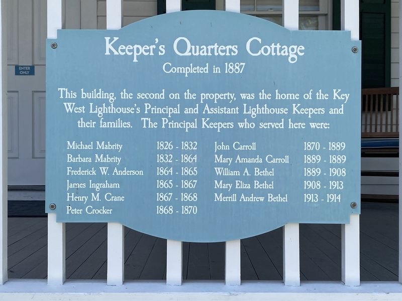 Keeper's Quarters Cottage Marker. Click for full size. Keeper's Quarters Cottage Marker image. Click for full size.