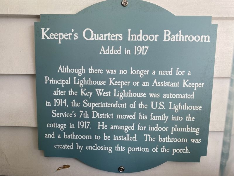 Keeper's Quarters Indoor Bathroom Marker image. Click for full size.